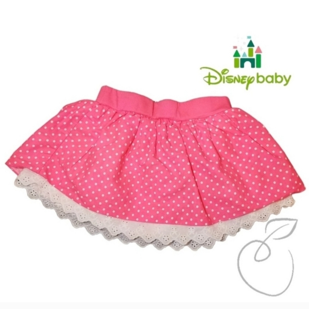 DISNEY BABY EYELET RUFFLE PINK POLKADOT SKORT 12 MOS - Picture 9 of 9